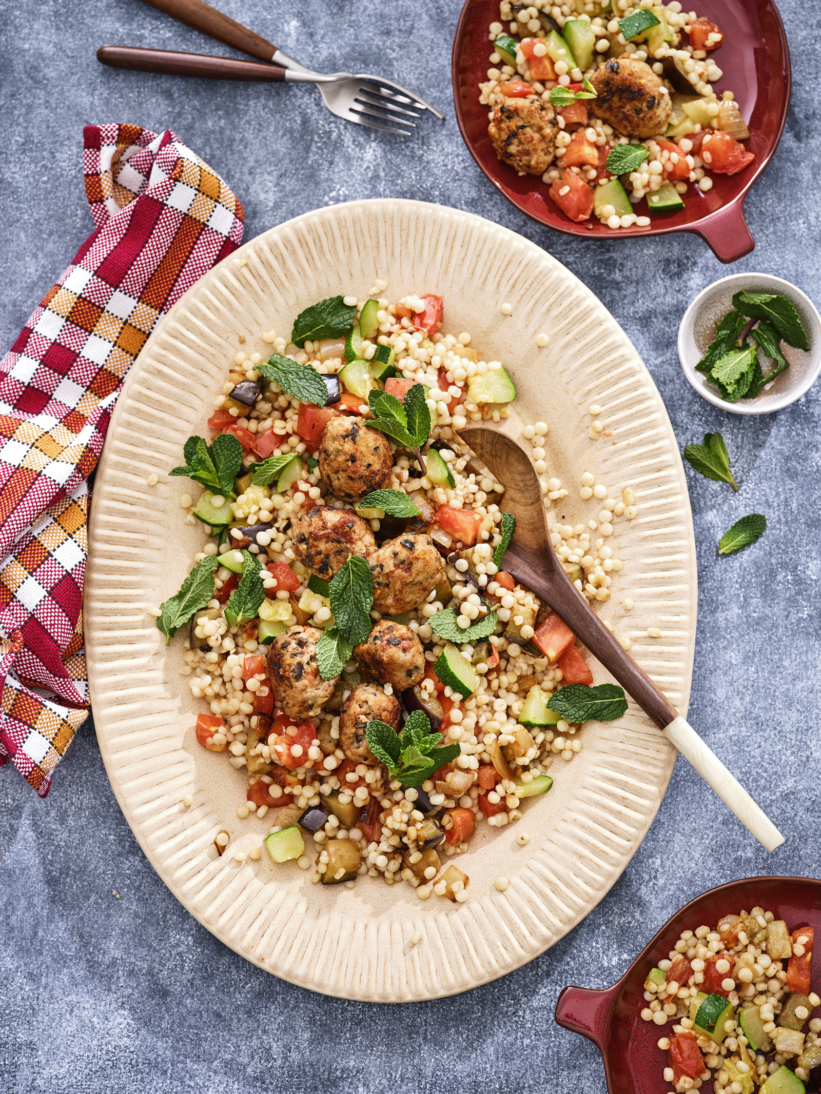 Mediterraanse Parelcouscous met Kipgehkatballetjes